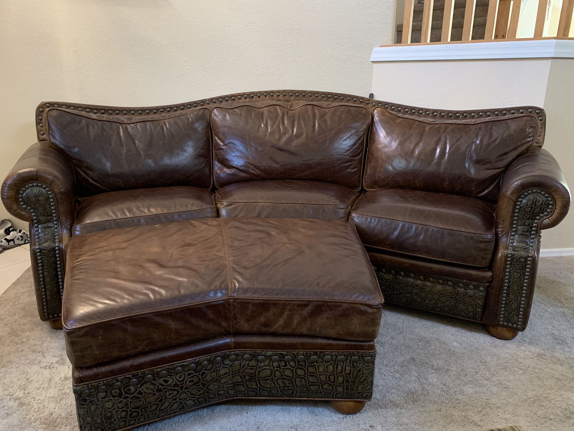 *Make Offer* Custom Leather Sofa, Chairs & Tables