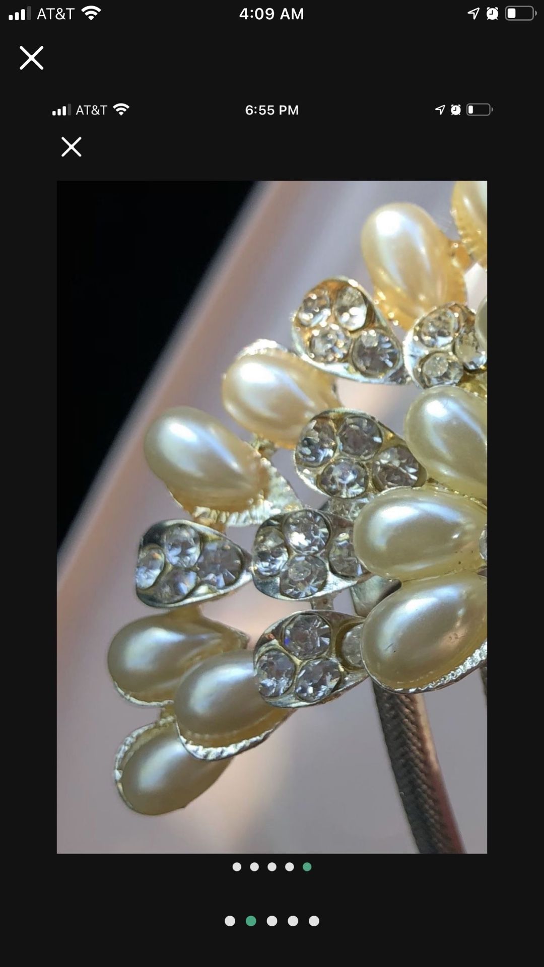 3 Inch Wide Ornate Hair Comb Faux Pearls Rhinestones Silver Tone Peacock Lovely Wedding Updo