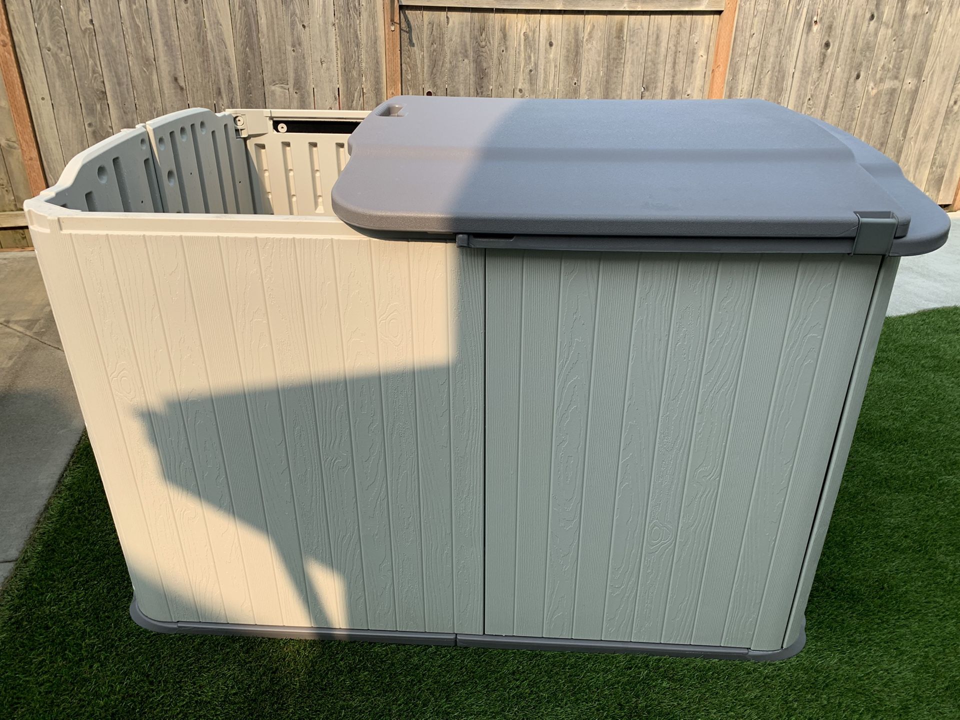 Suncast 98 cu. ft. Glidetop Horizontal Resin Storage Shed for Backyard
