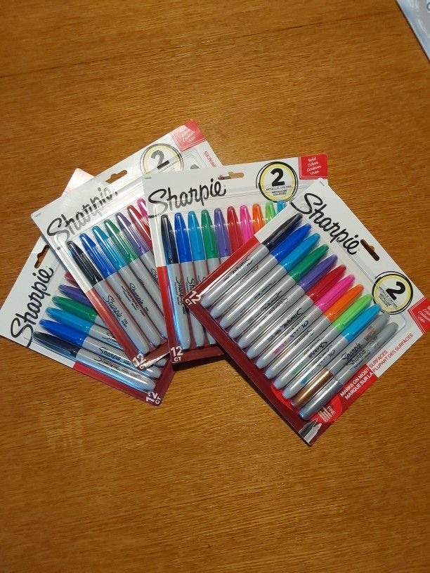 4 Unopened 12 CT With Neon & Metallic Sharpie Finepoint Markers