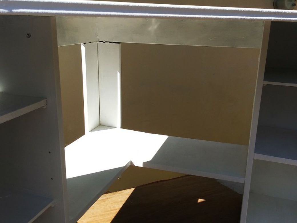 White IKEA Corner Computer Desk With Storage Compartments for