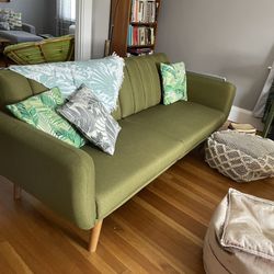 Barely Used! Gorgeous Vintage Looking New Couch Back Goes Down For Bed Barely Used! Thumbnail