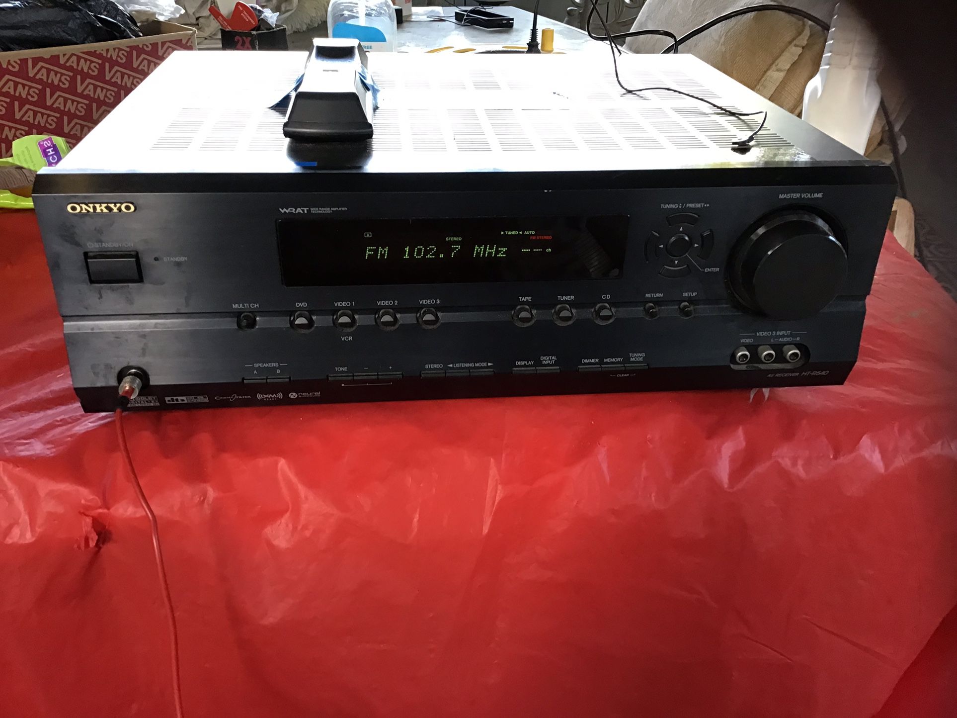 Onkyo HT-R540 With remote pre-out subwoofer surround sound speaker cd tape video Previously owned Dolby digital home theater receiver