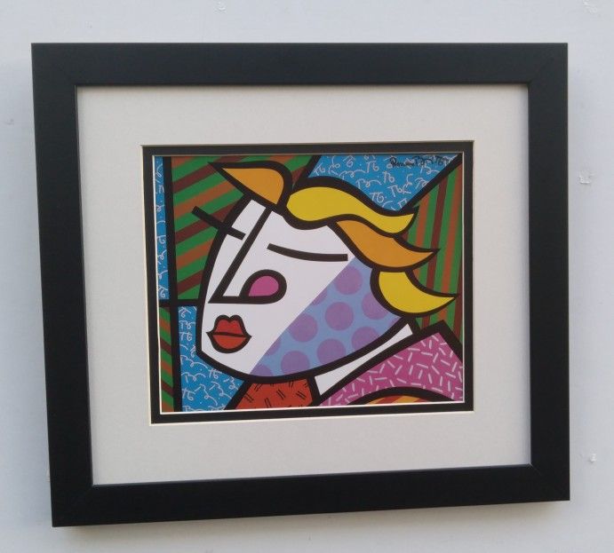 Romero Britto Monica Pop Art Signed Framed