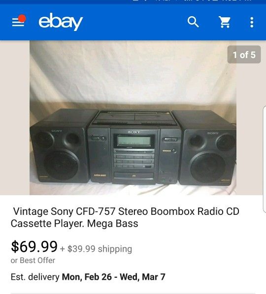 Vintage Sony CFD757 Stereo Boom Box Radio CD Cassette Player, Mega