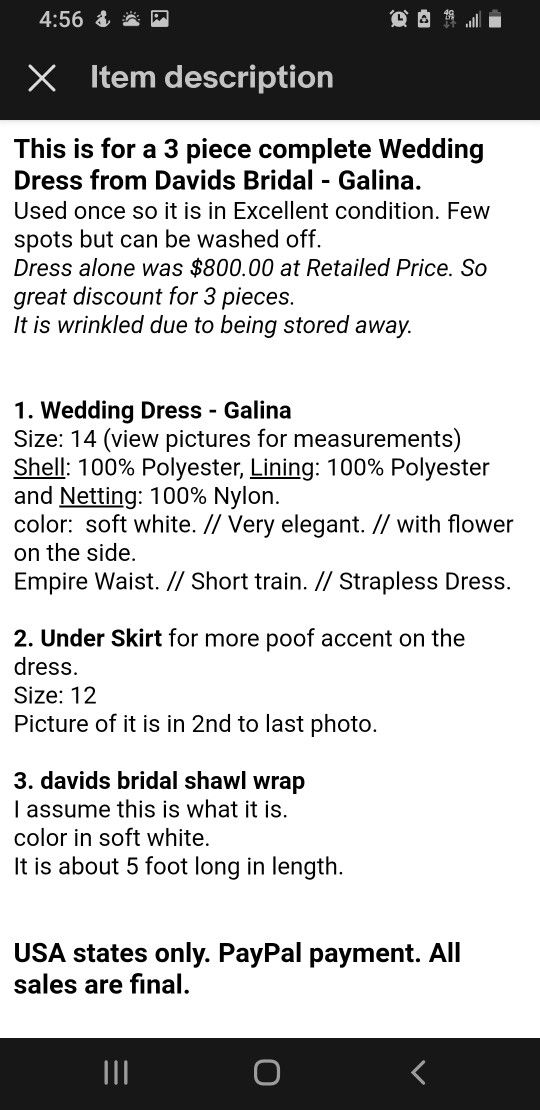 White Strapless Wedding Dress Size 12/14