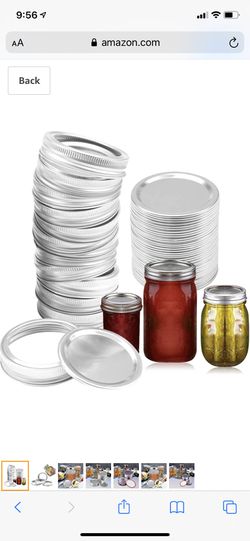 12 Pack Canning Jar Lids, Reusable Lids Leak Proof Secure Mason Storage Caps, Stainless Steel Regular Canning Jar Lid & Regular Mouth Mason Jar Bands Thumbnail