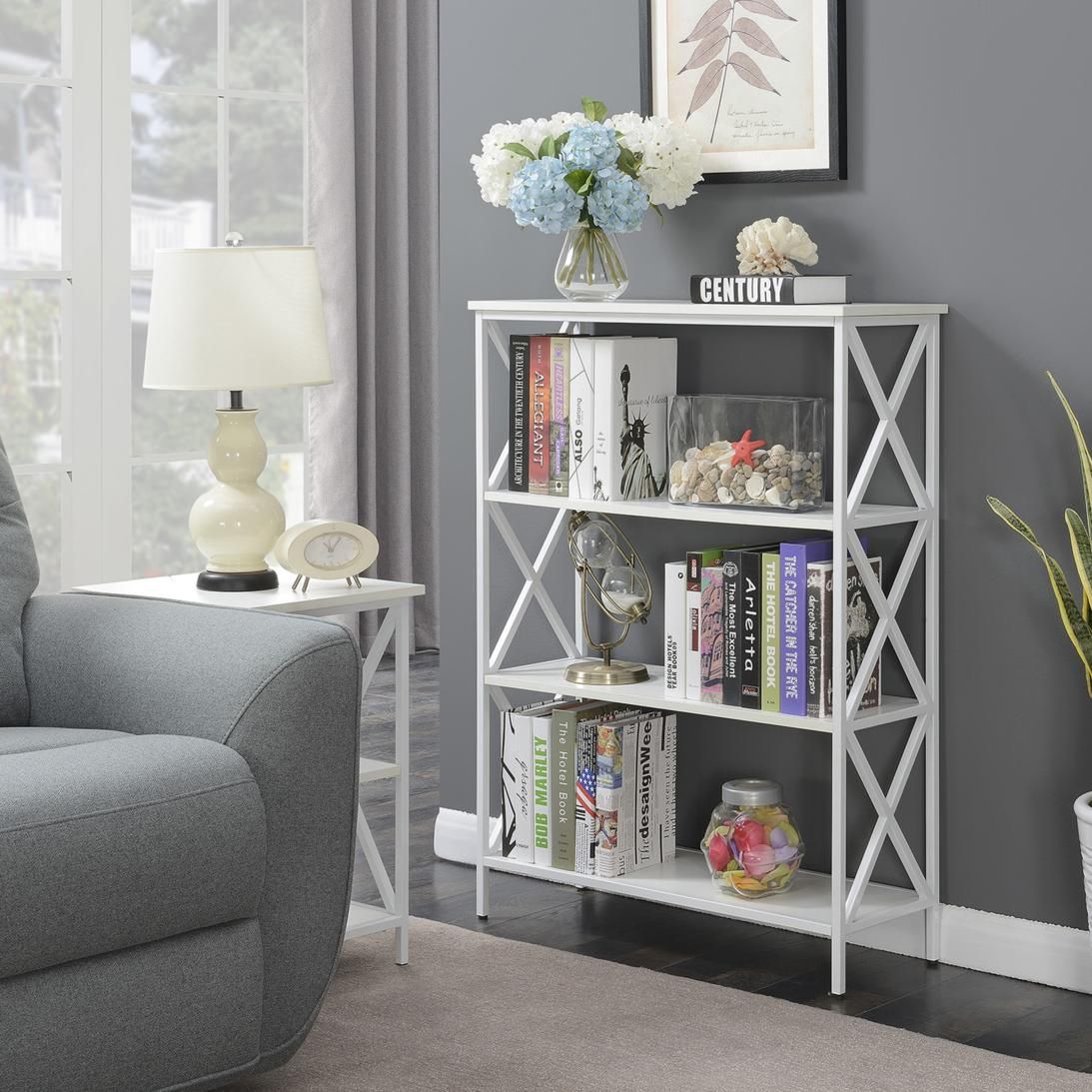 Tucson 4 Tier Bookcase, White