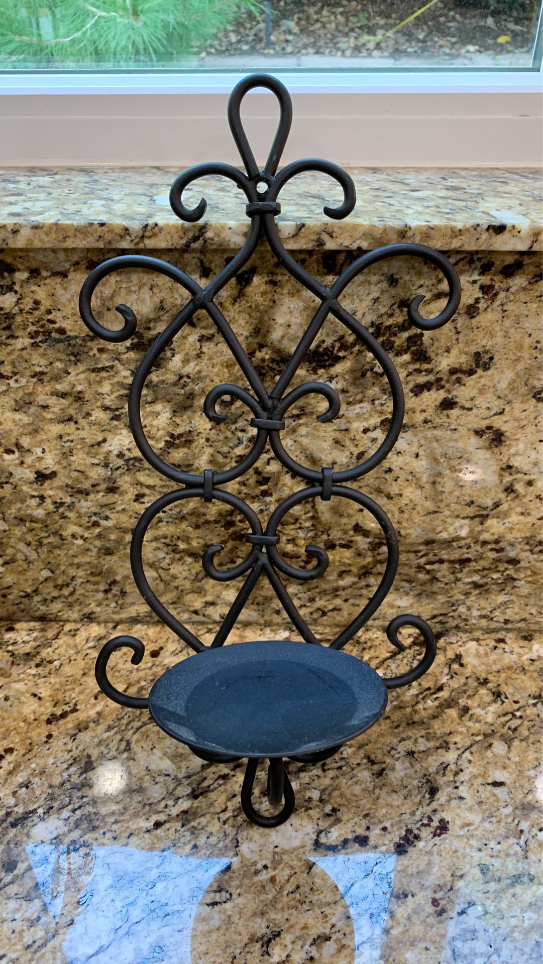 Black iron, candle holder wall sconce