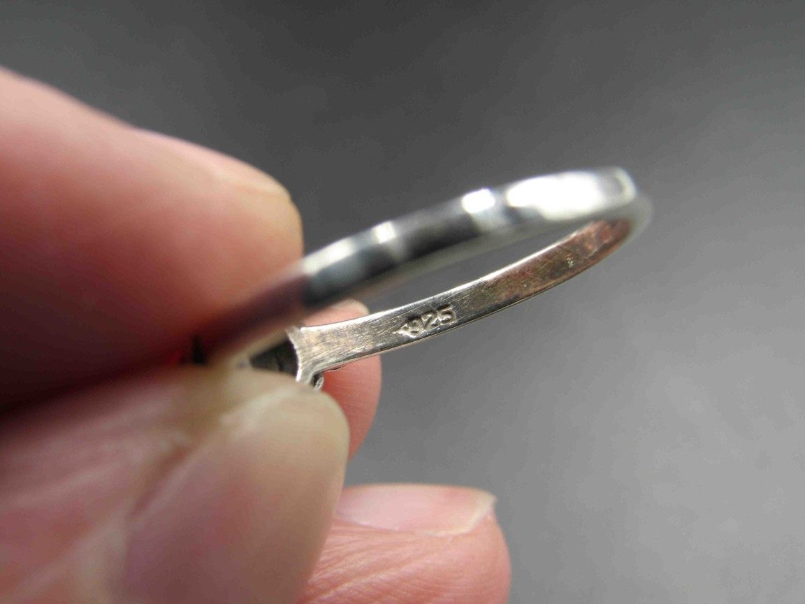Size 6.5 Sterling Silver Floral Accent Abalone Band Ring Vintage Statement Engagement Wedding Promise Anniversary Bridal Cocktail