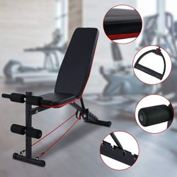 🎉 BRAND NEW Adjustable Weight Bench Workout Bench Sit Up Incline Curved Bench Flat Fly Weight Press Foldable Multi-Purpose Bench with Resistance Band Thumbnail