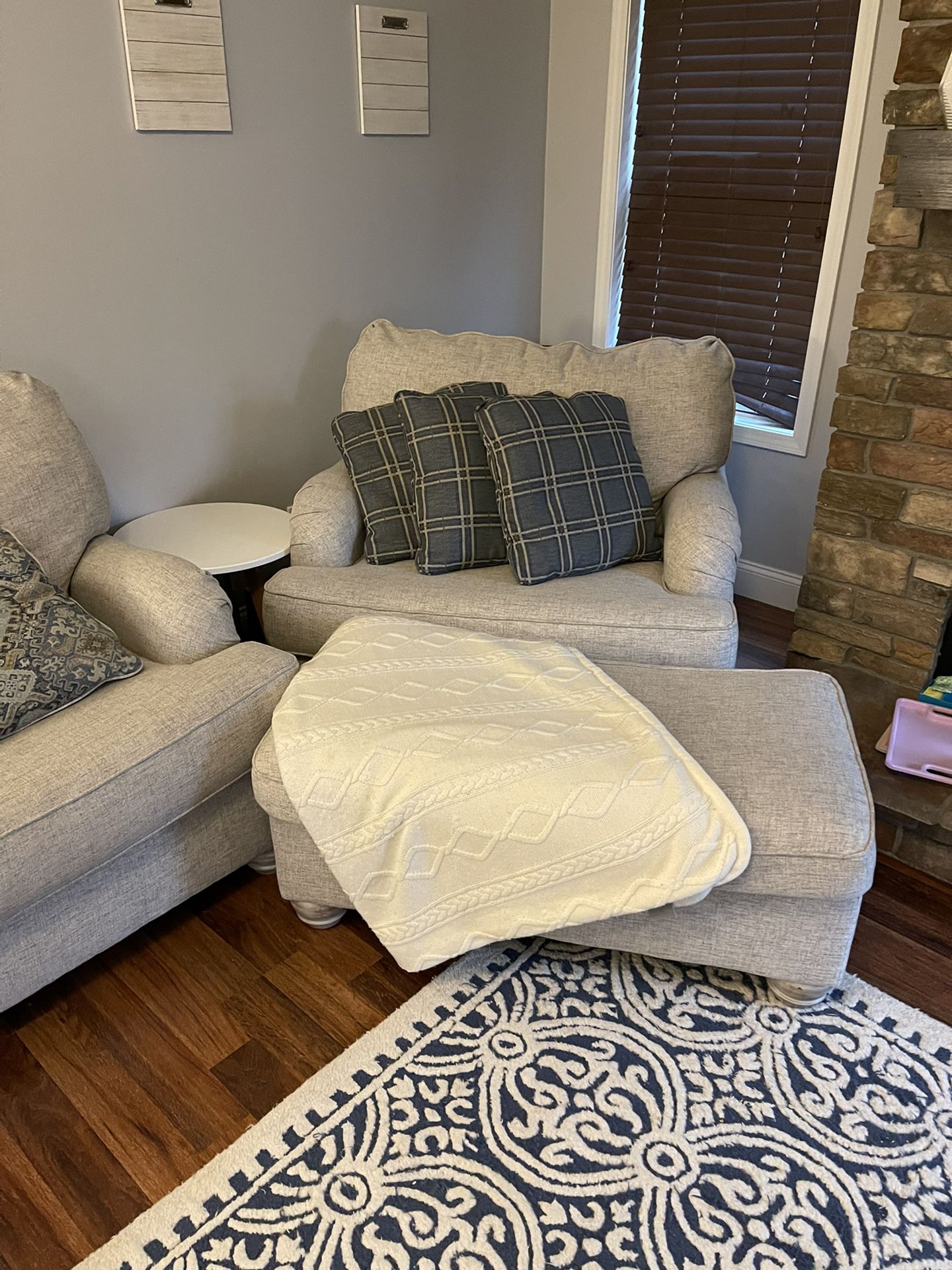 Couch + Over Sized Arm Chair With Ottoman 