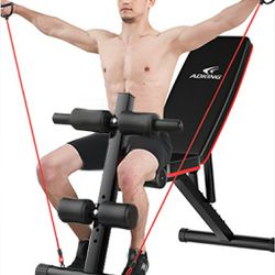 🔥 BRAND NEW Adjustable Sit Up Incline Abs Bench Flat Fly Weight Press Fitness Rope Thumbnail
