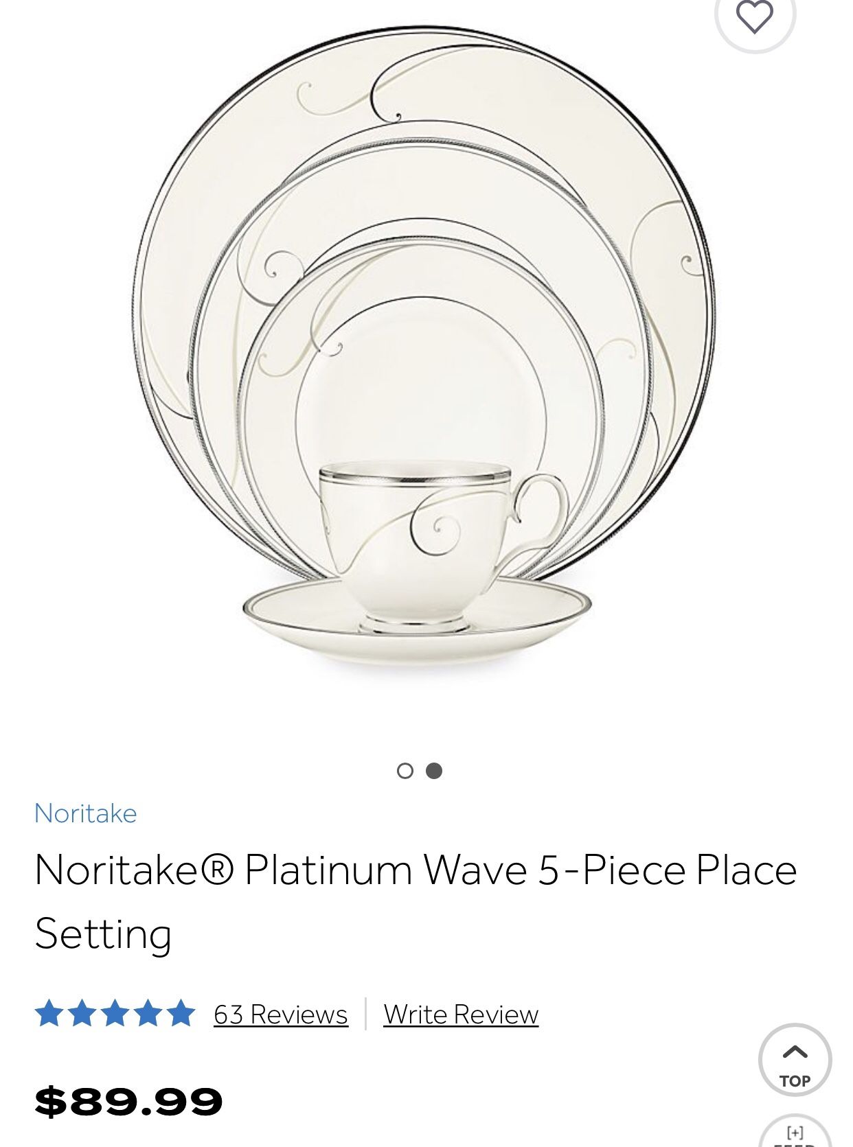 3 place settings Noritake Platinum Wave