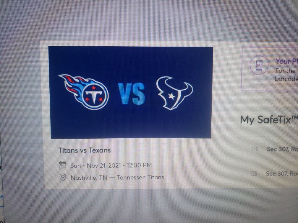 2 Titans Texans Football Tickets