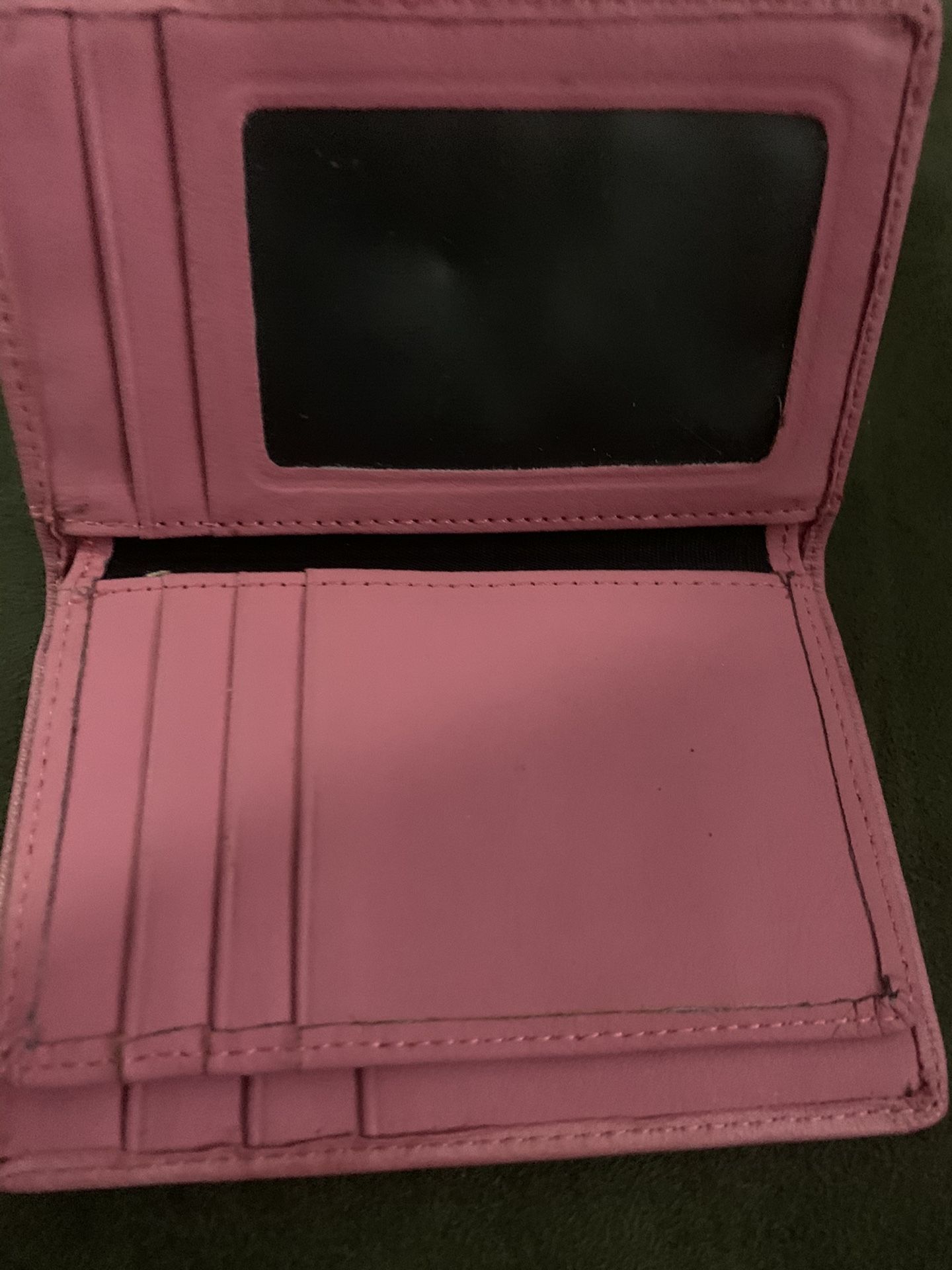 Pink leather compact wallet