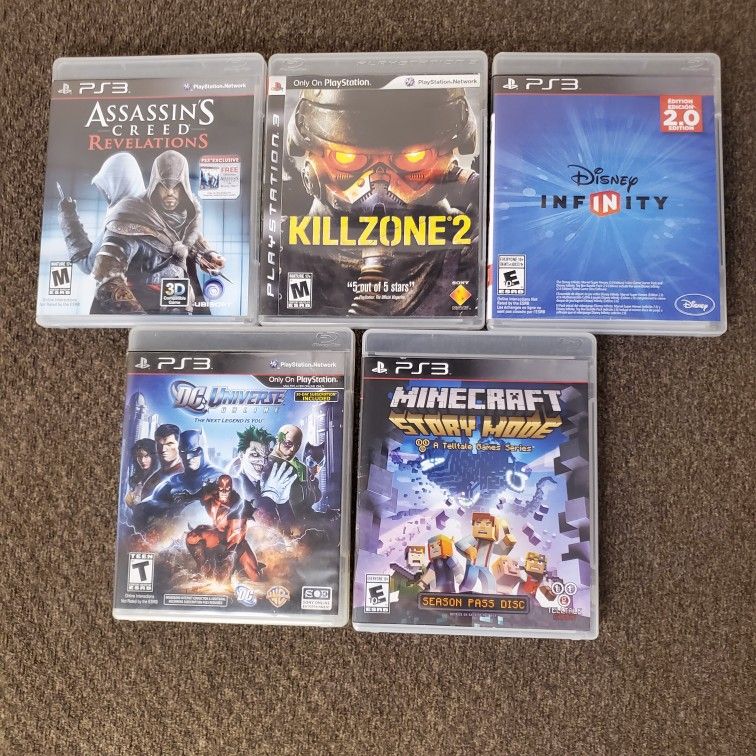 5 - PS3 Games : Killzone 2 / Minecraft Story Mode / DC Universe / Assassins Creed / Infinity