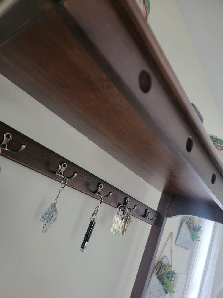 Entryway Coatrack/Key Rack With attached Shoe Stand And Storage