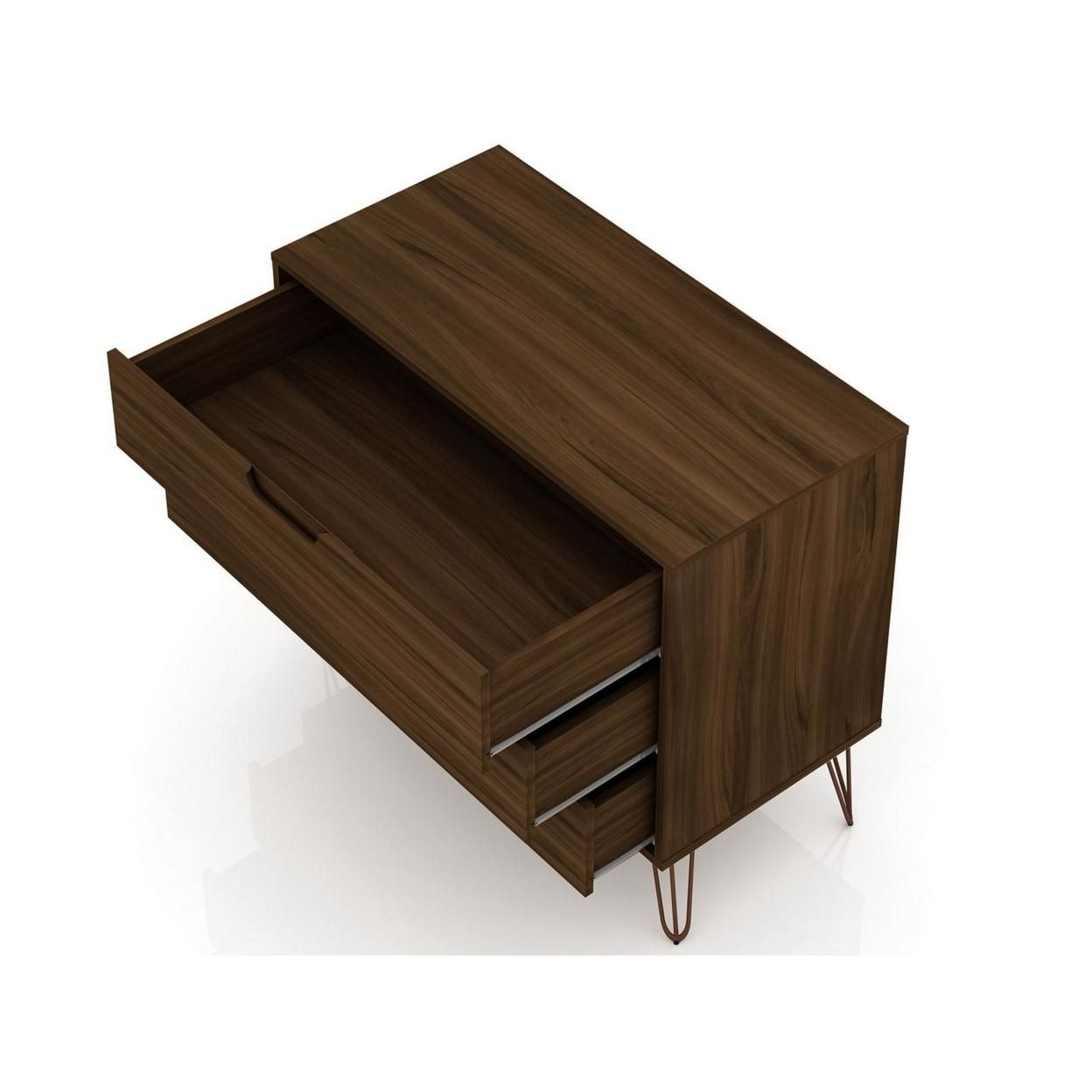 Rockefeller Mid-Century- Modern Dresser with 3- Drawers in Brown