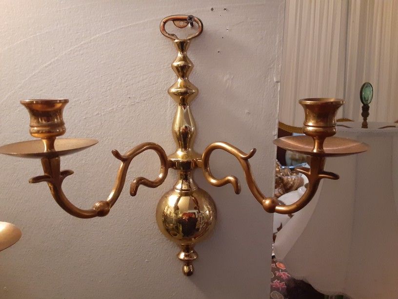 REALLY NEAT LOOKING PAIR of SOLID BRASS CANDLE holders 12 INCHES Tall