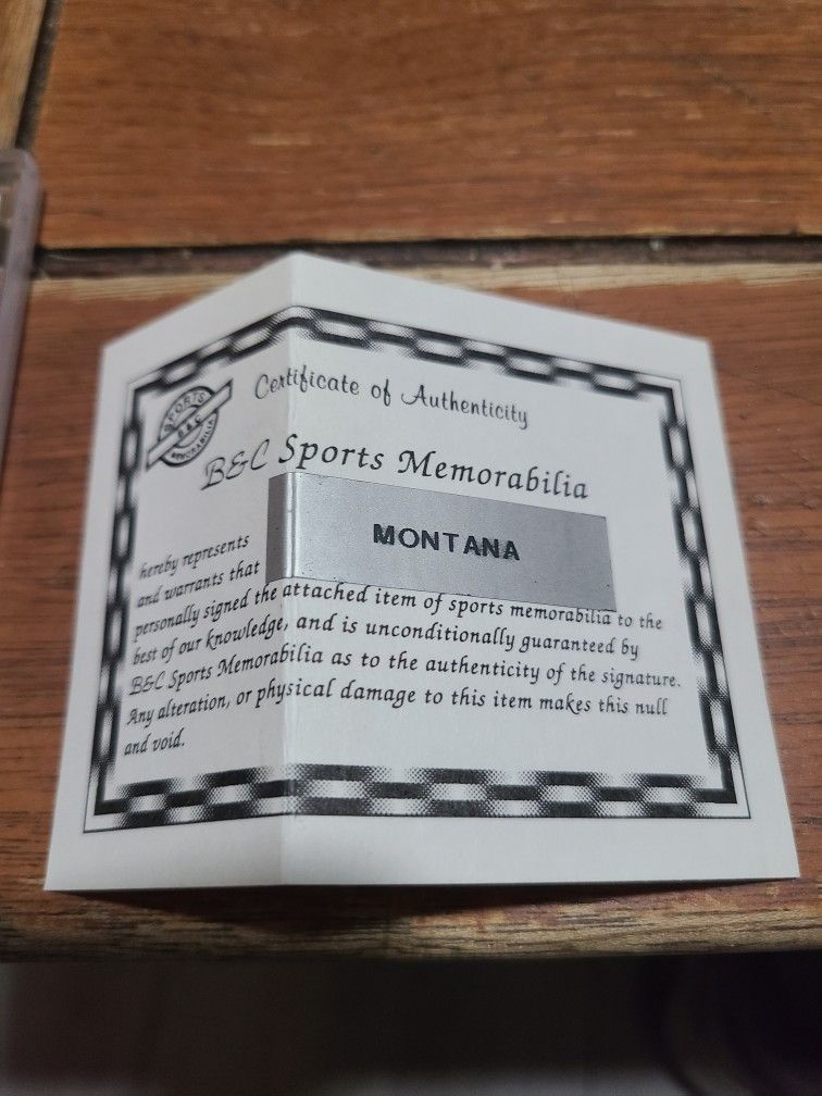 Joe Montana Autograph Card