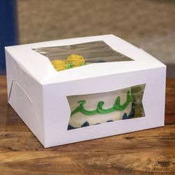 Cake Boxes Bakery Boxes Dessert Boxes White Window 8x8x4 (104 Count) Thumbnail