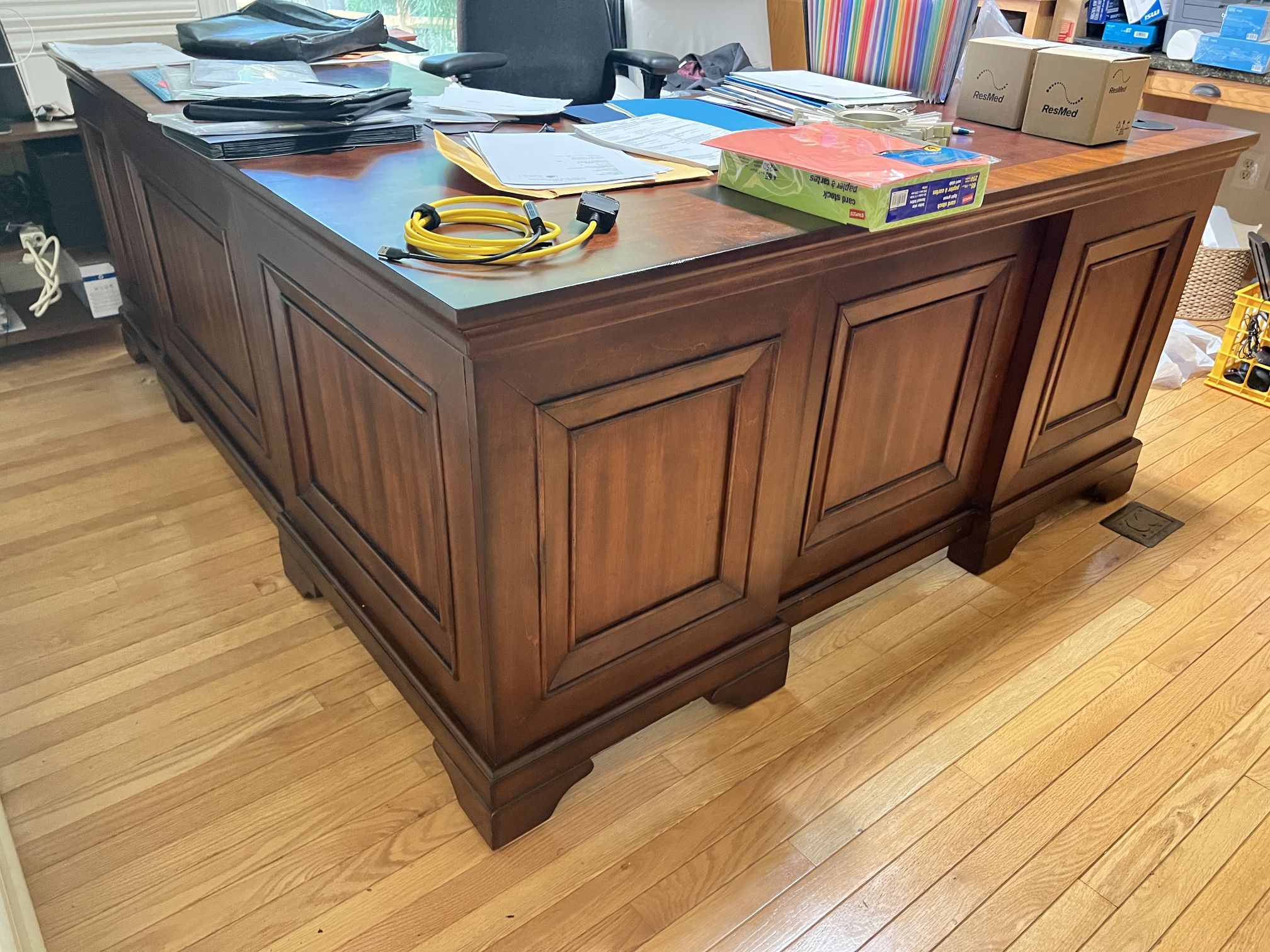 Aspenhome Richmond L Shaped Desk with power supple