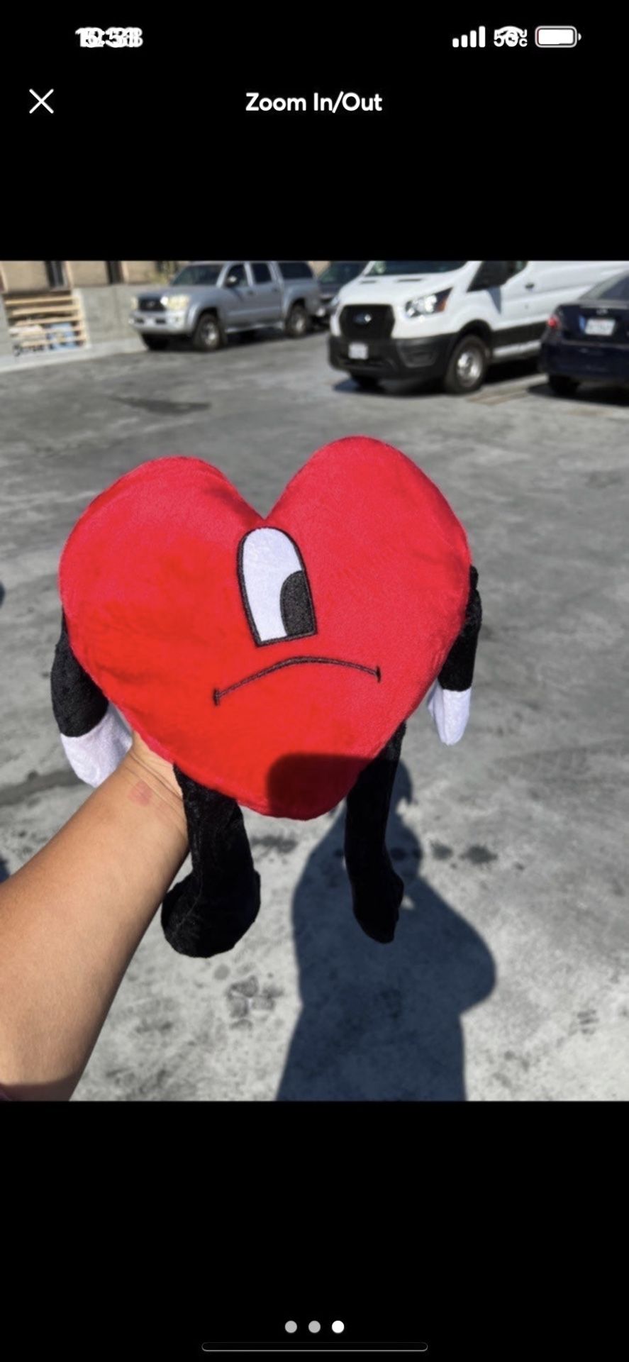 Bad Bunny Plush Heart -New