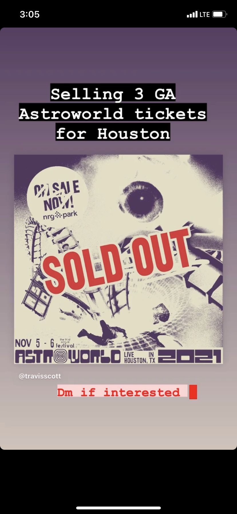 Sold Out Astroworld Tickets For Sale