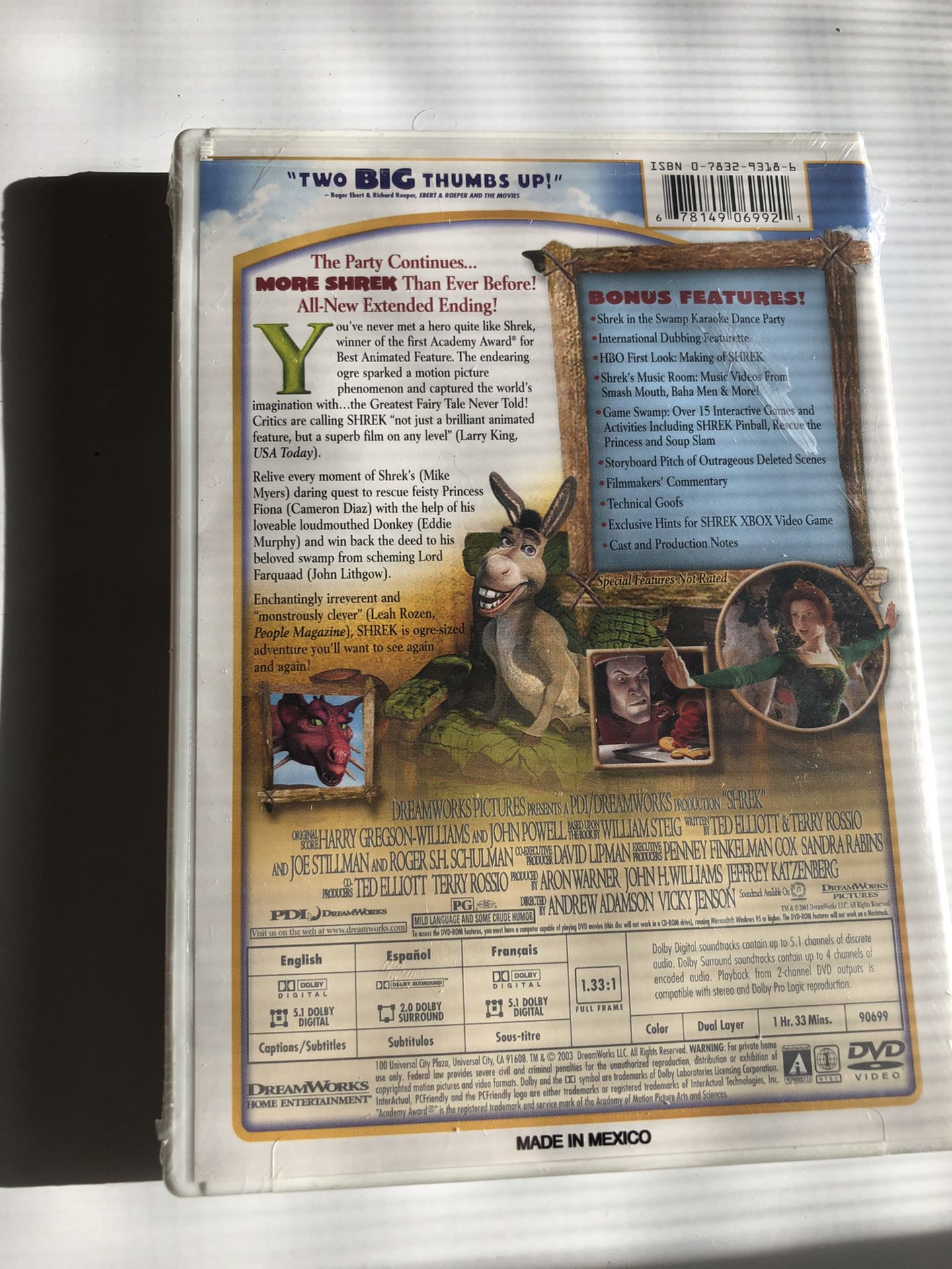 Shrek DVD New in Wrapper
