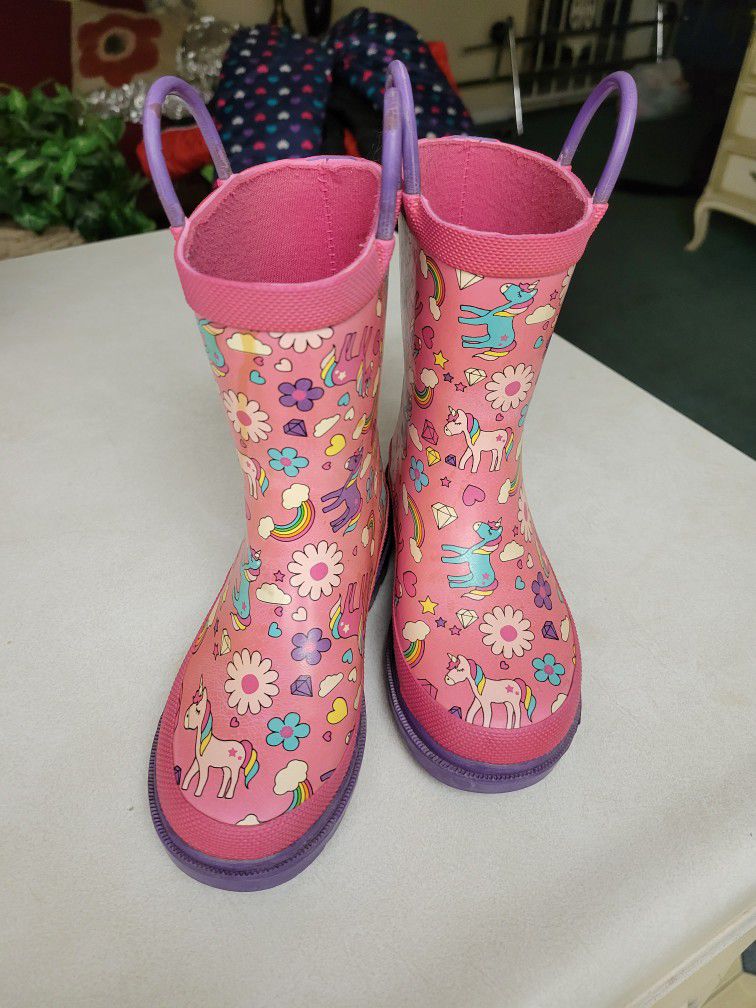 Lily and Dan unicorn  Rain boots Size 9 - 10 kids