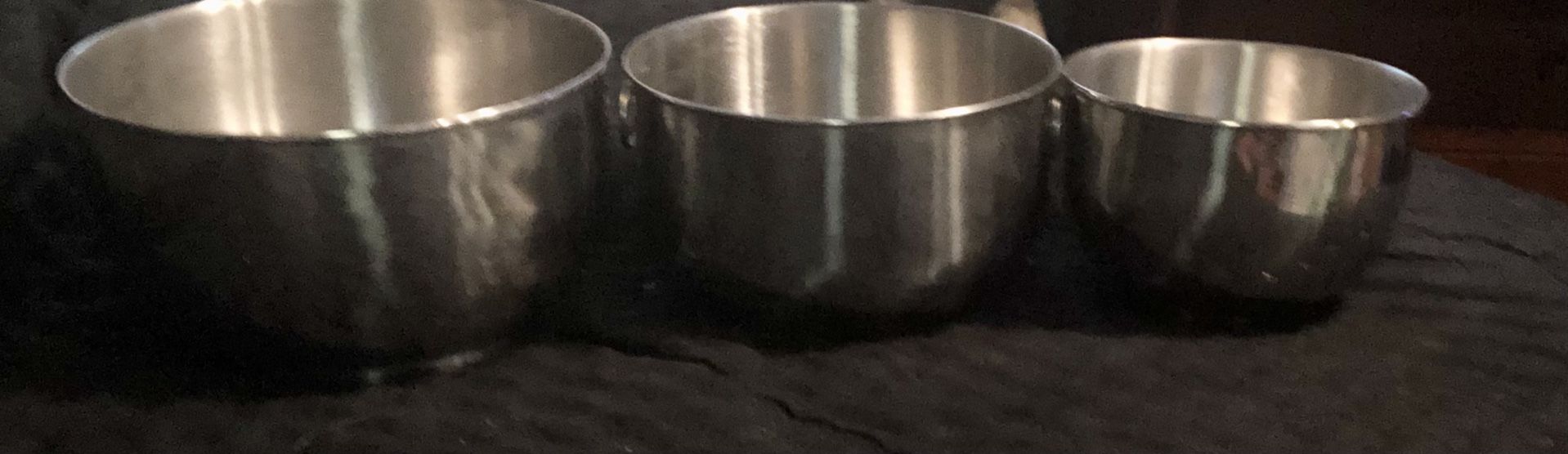 Set Of 3 Great Condition Stainless Steal Nesting Mixing Bowls. 1 Is Farberware Double Thumb Ring #734. $20 Pickup/$23 Shipping