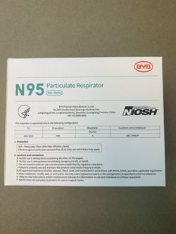 BYD Genuine  N95 Protective Disposable  Masks NIOSH Approved DE2322 (20-Pack) Thumbnail