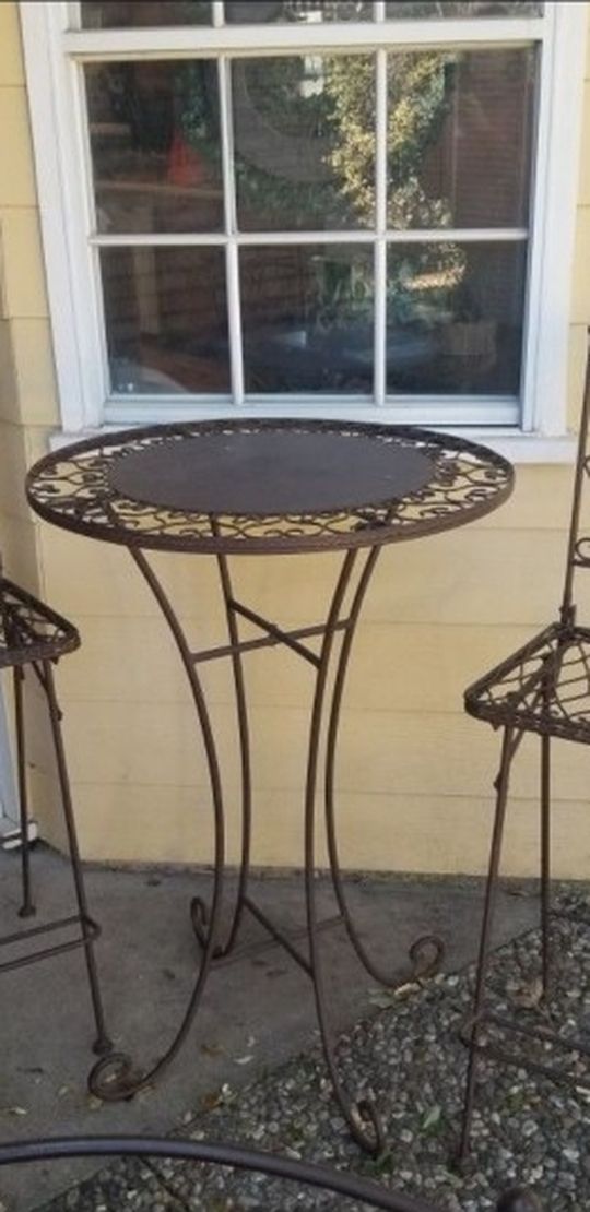 Wrought Iron Bistro Pub Table and Chairs