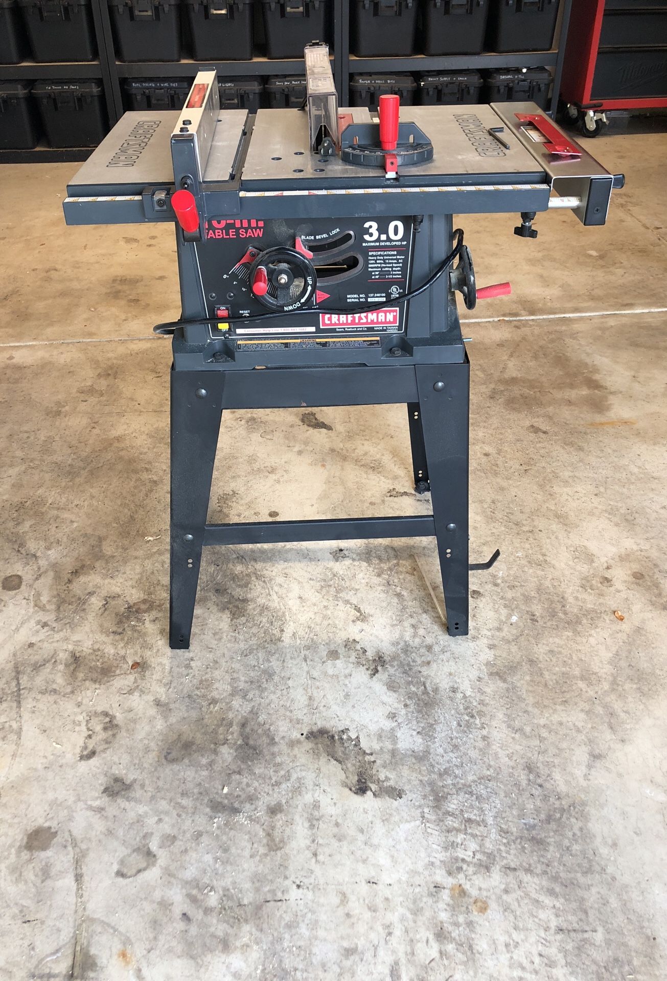 Craftsman table saw 15A 3.0 HP 10” 137.248100 like new for Sale in ...