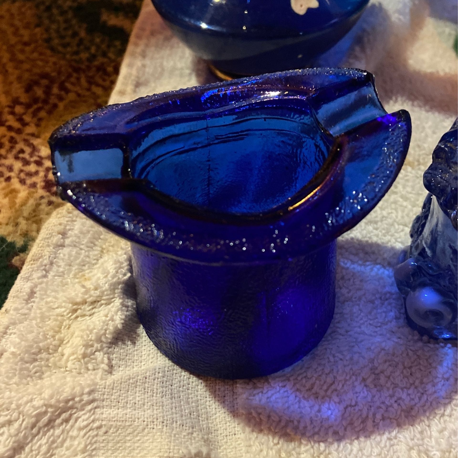 Cobalt Blue Glass And Pottery