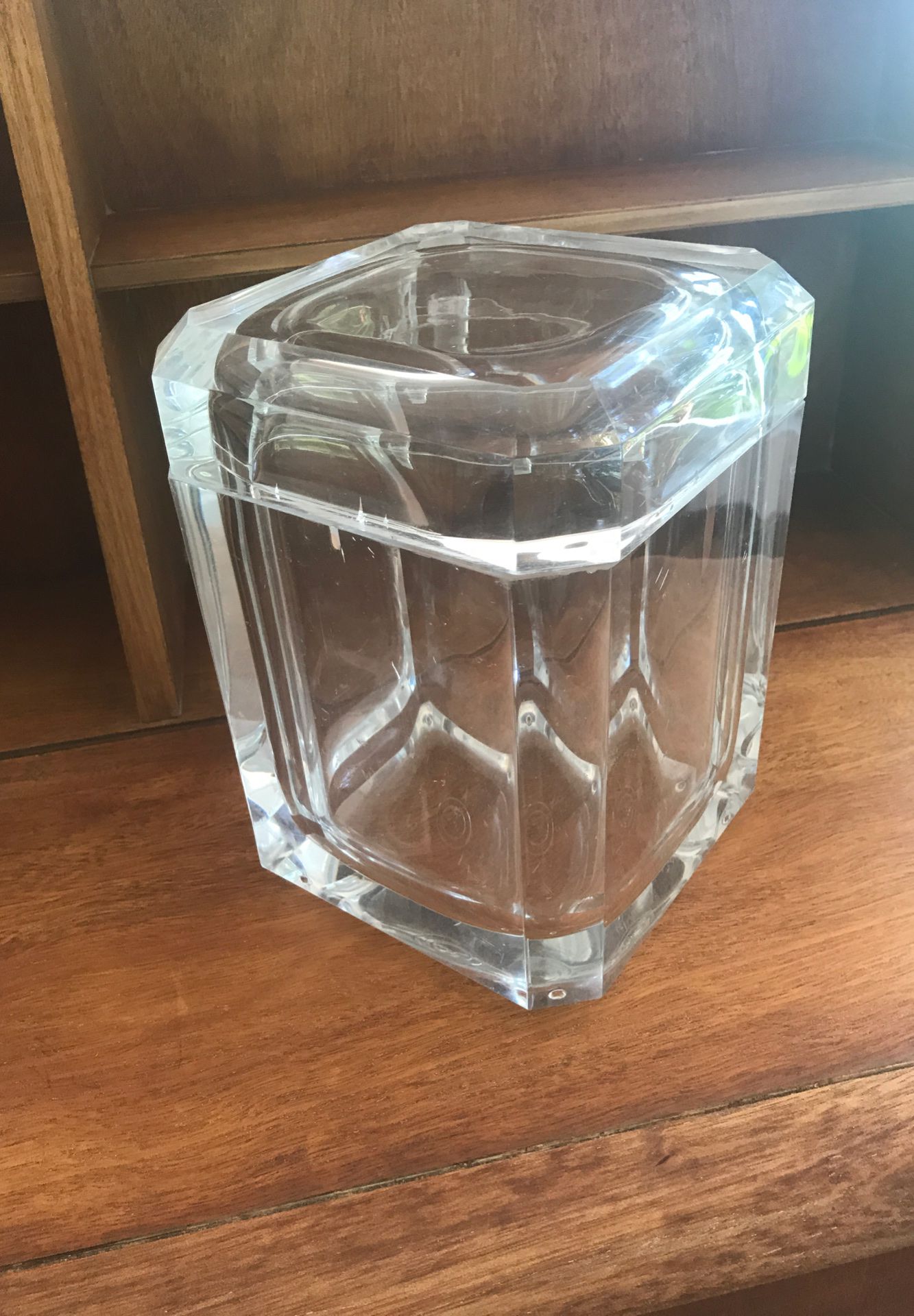Vintage mid century thick acrylic lucite canister ice bucket container