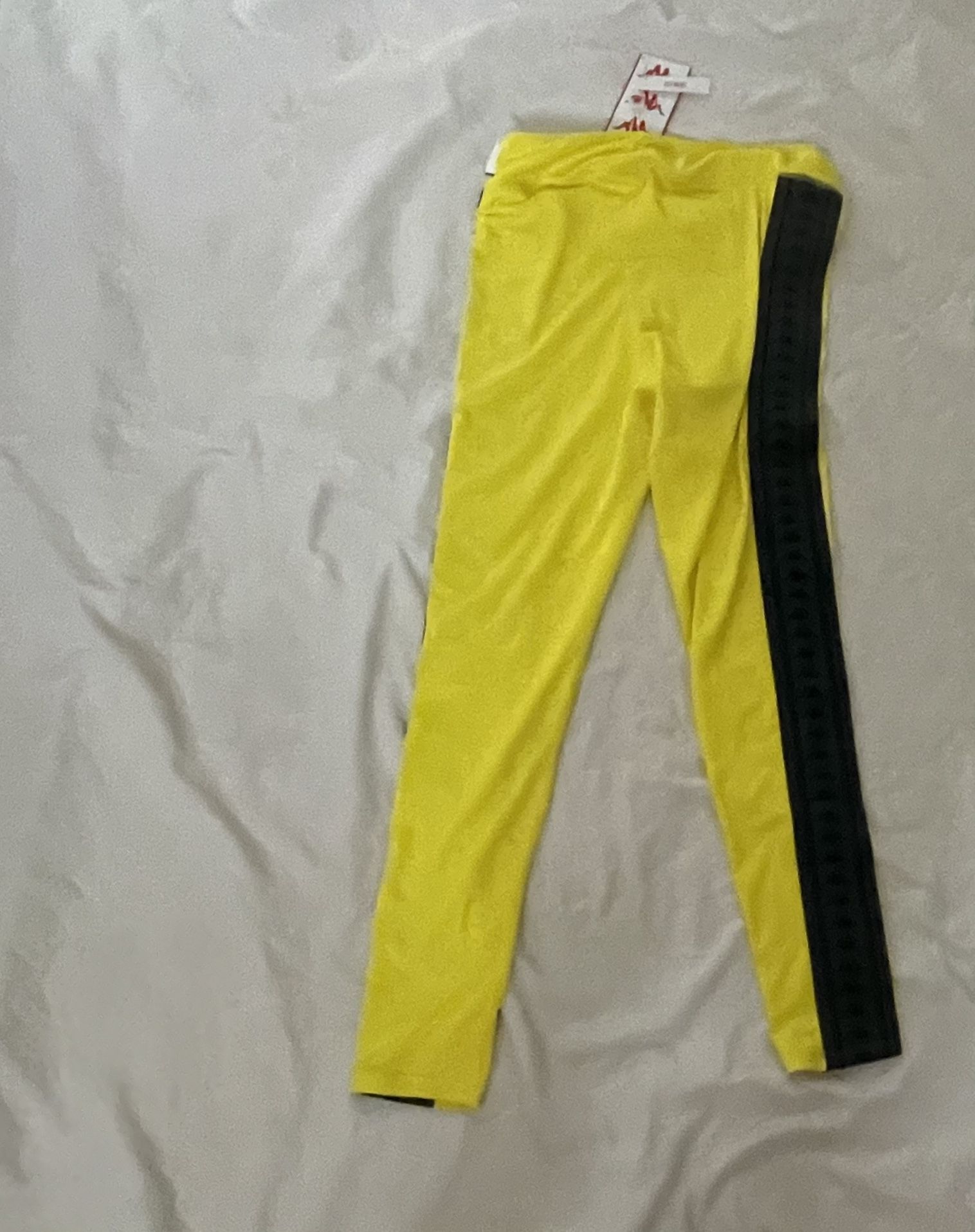 Women's Yellow Kappa 222 Banda Skin Leggings Size L
