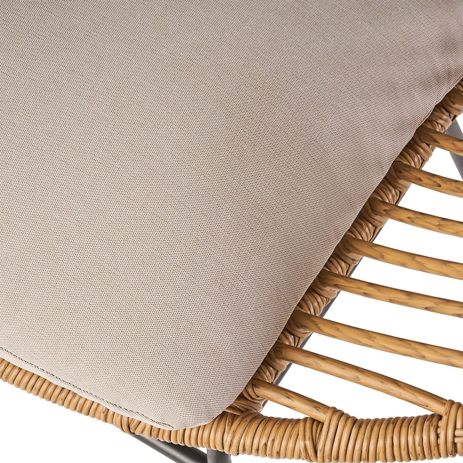 Set of 2 - Modern Woven Rattan Chair with Cushions, Light Brown and Beige