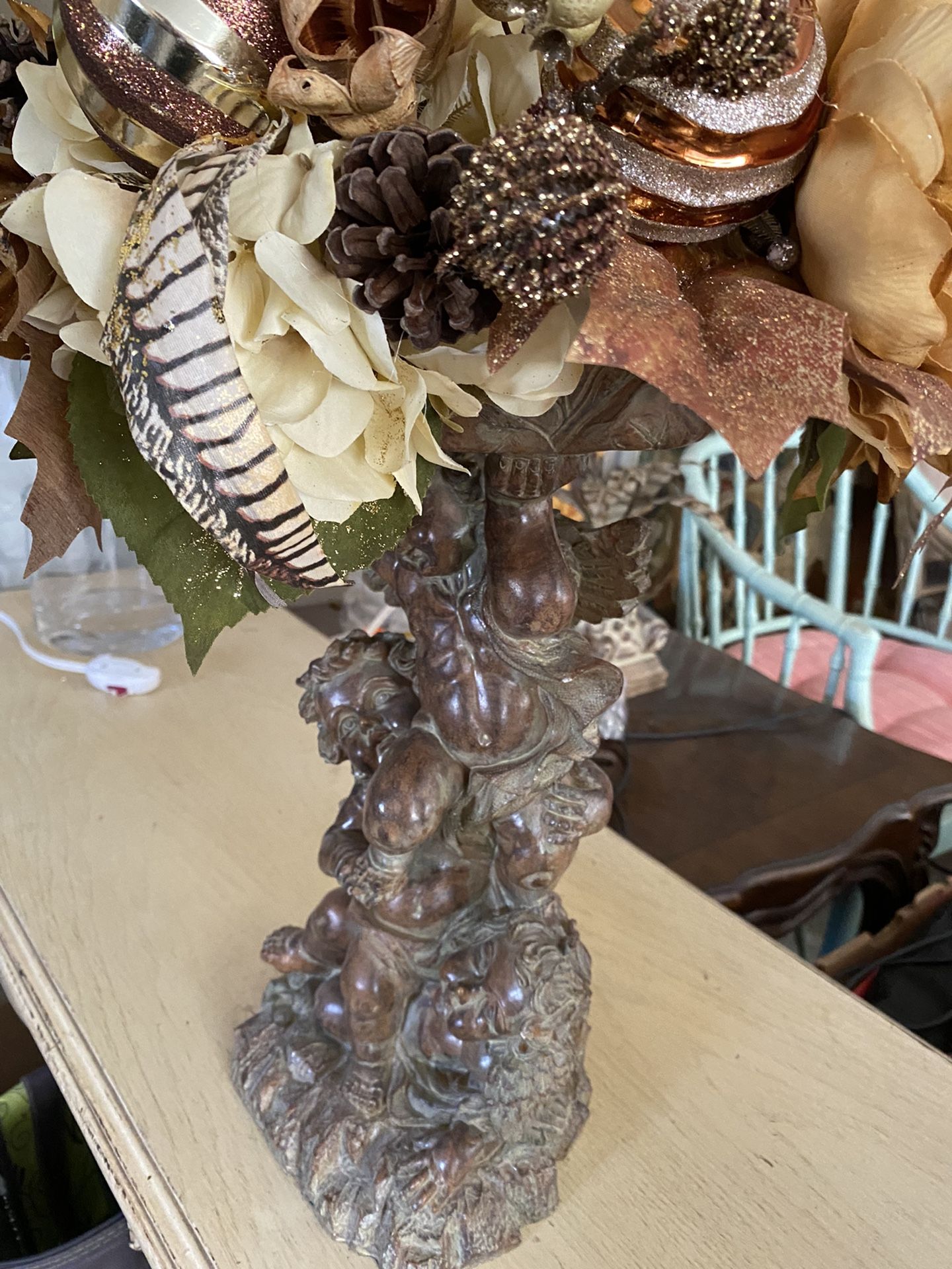 Fall centerpiece with Led Candle In Center