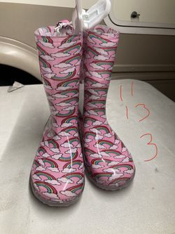 Kids Pink Rainbow Rain Boots Thumbnail