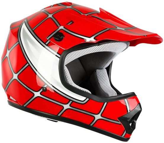 TCMT DOT Motorcycle Helmet for Kids Red Spider Net with Goggles & Gloves for Atv Mx Motocross Offroad Street Dirt Bike Youth 
