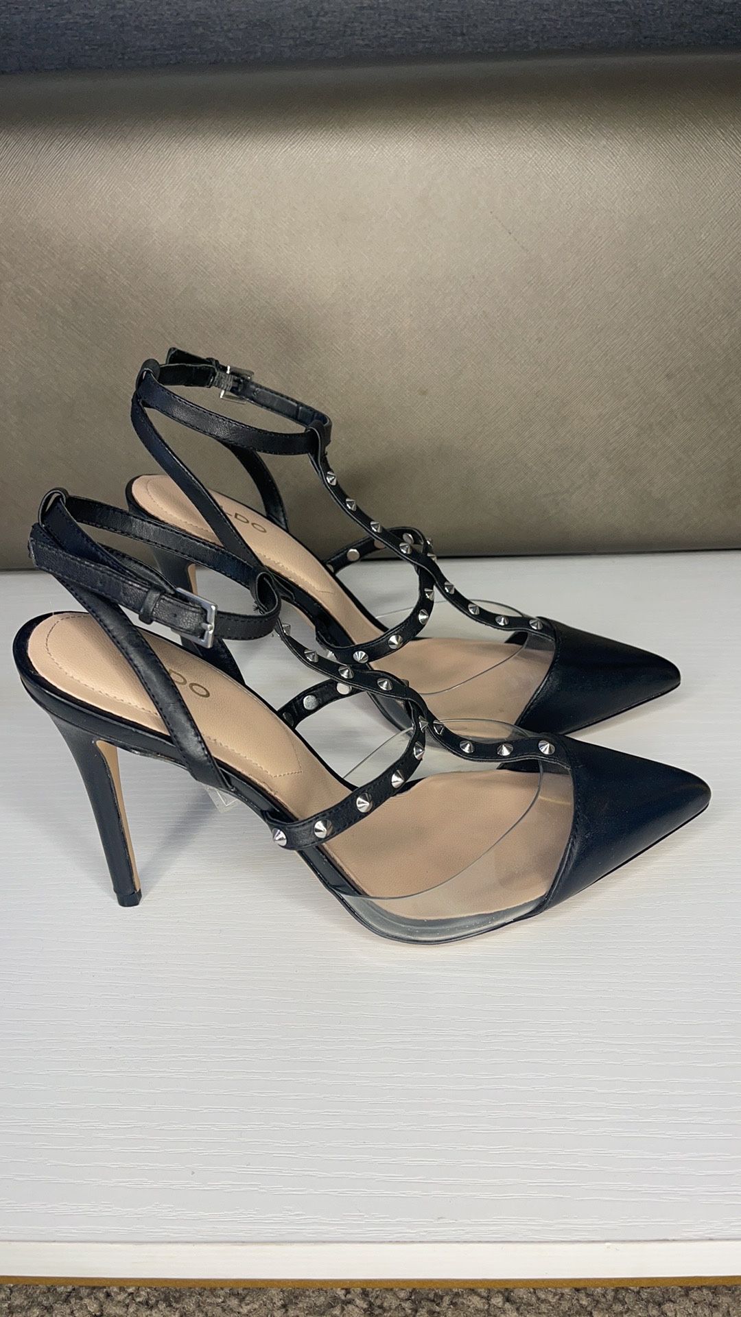 Black/Clear Studded Aldo Pumps