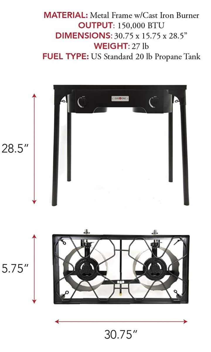 Portable Double Burner Propane High Pressure Outdoor Cooker Steel New