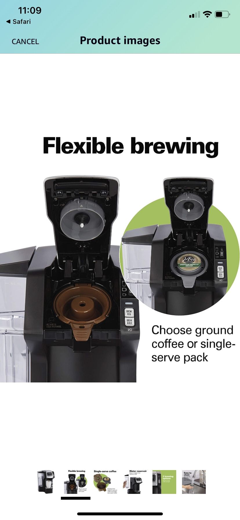Hamilton Beach 49975 FlexBrew Single Serve Maker with 40 oz. Reservoir, Compatible with K-Cup Packs or Ground Coffee, 3