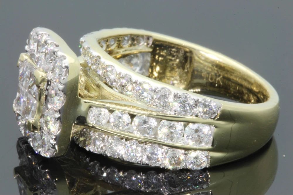10K YELLOW GOLD 3.25 CARAT WOMEN PRINCESS DIAMOND ENGAGEMENT RING