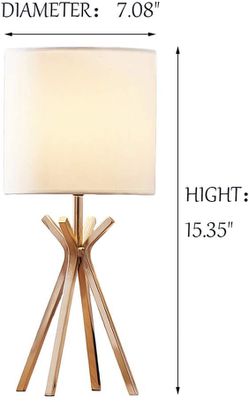 Modern Small Design Gold Metal Base Living Room Bedroom Bedside Table Lamp, Desk Lamp with TC Fabric Shade Thumbnail