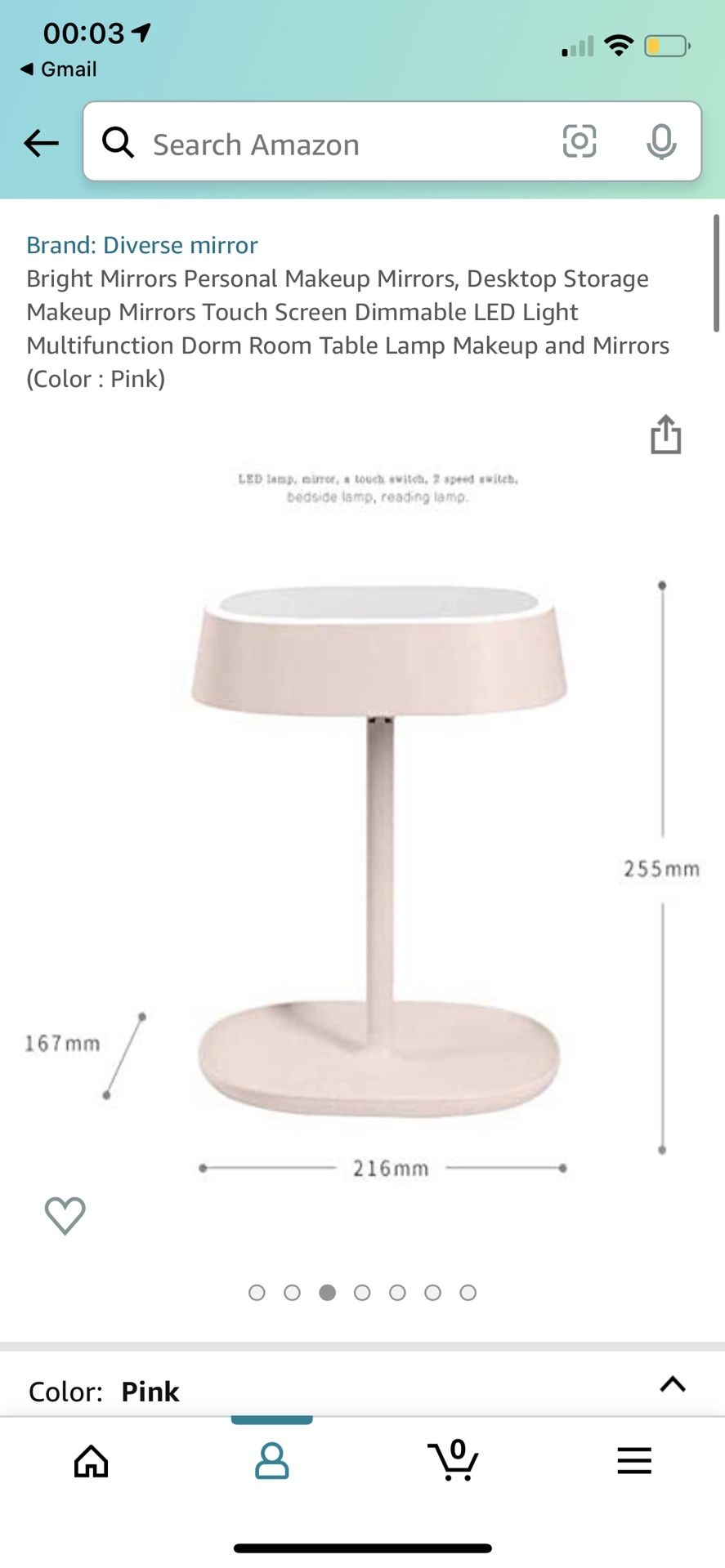 Makeup mirror adjustable LED Pink