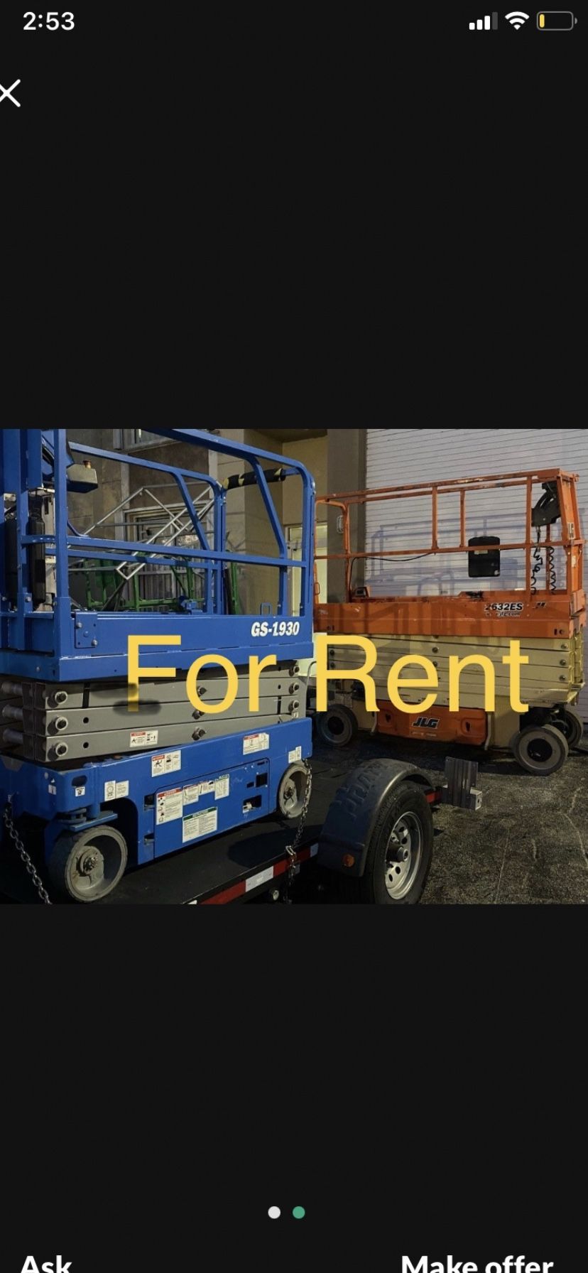 Genie JLG SCISSOR LIFT TIJERA SLAB LIFT 19’ft 26’ft 32’ft 42’ft All Terrain 4x4