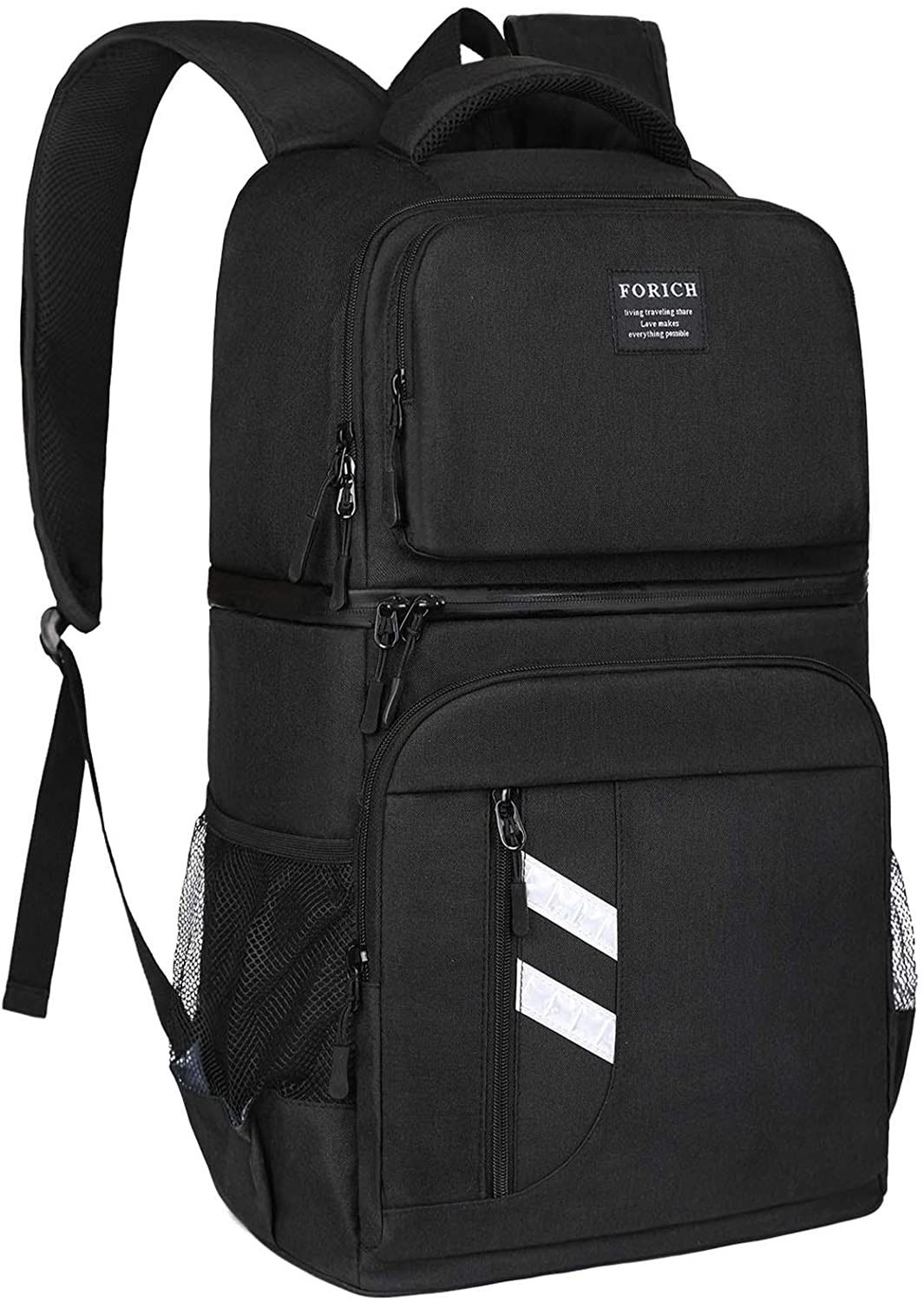 FORICH Insulated Cooler Backpack Double Deck Lightweight Leak Proof Backpack Cooler Bag Soft Lunch Backpack with Cooler Compartment for Men Women to W